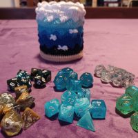 my water-themed dicebag with matching dice palette